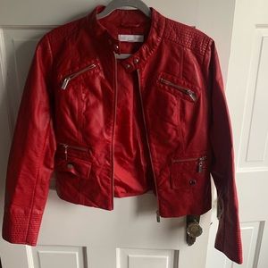NY & Co Red Faux Leather Jacket